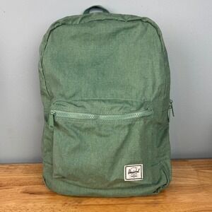Herschel Supply Co. Large Green Canvas Classic Backpack Laptop School Bag Zipper